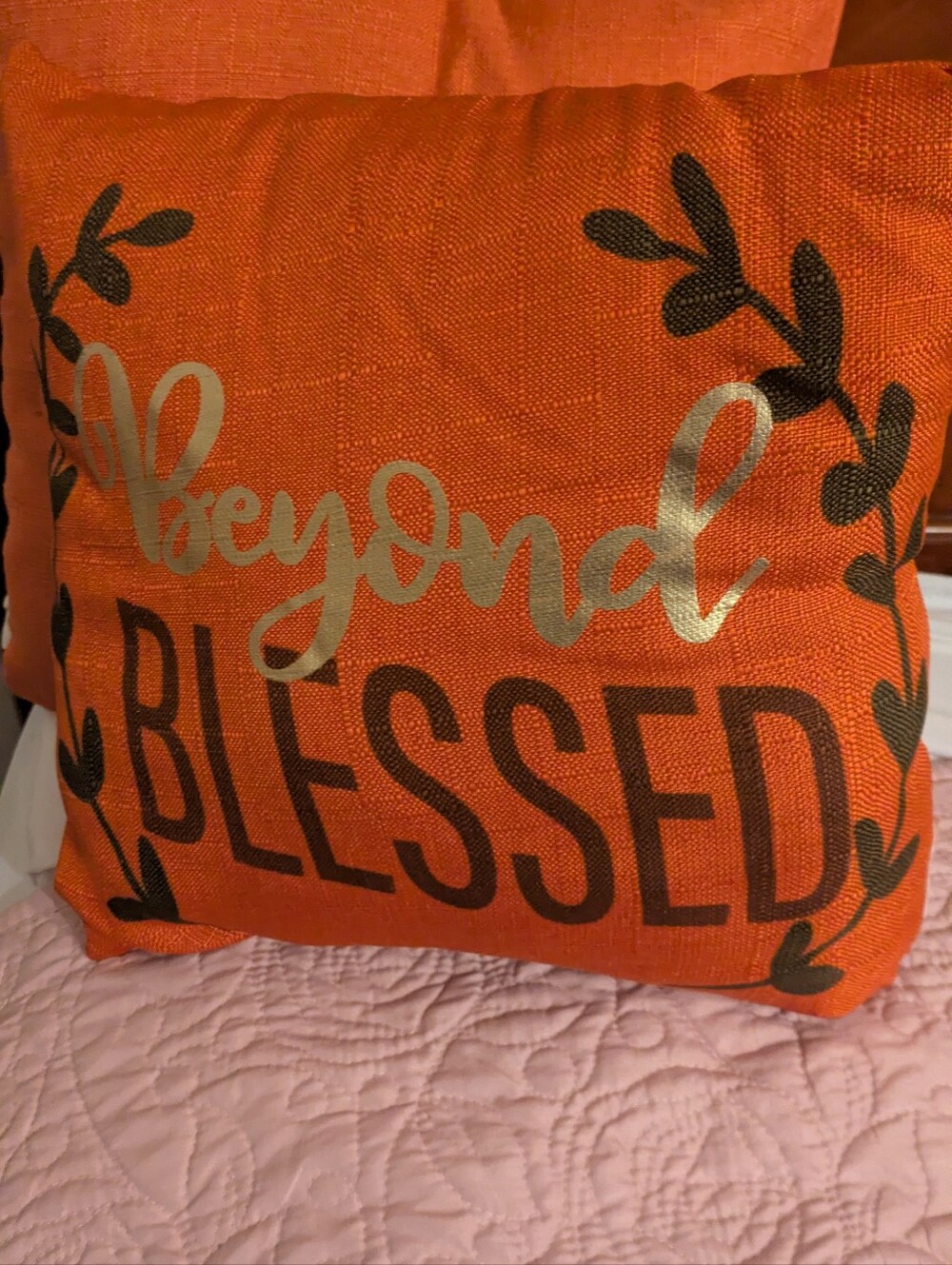 Beyond Blessed Orange Decorative Throw Pillow